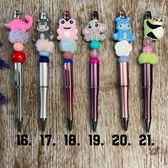 Handcrafted Hippo Panda Dino Pens Beaded Unique Artisan Gifts Office Accessories - Picture 1 of 1